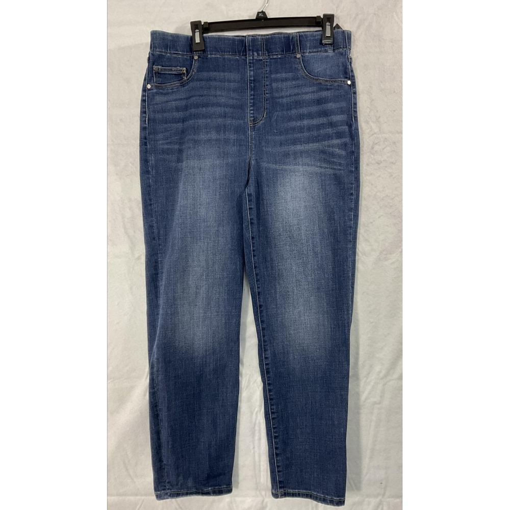 Liverpool Jeans Womens 14 Blue Medium Wash Straight Pull On Stretch Denim